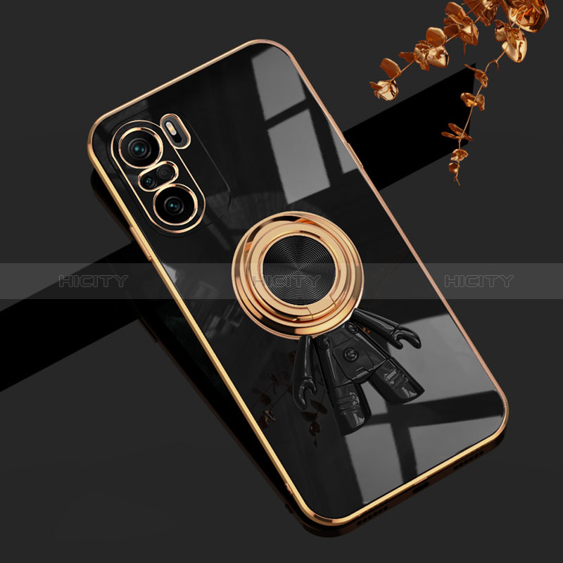 Coque Ultra Fine Silicone Souple Housse Etui avec Support Bague Anneau Aimante Magnetique AN2 pour Xiaomi Mi 11i 5G Noir Plus