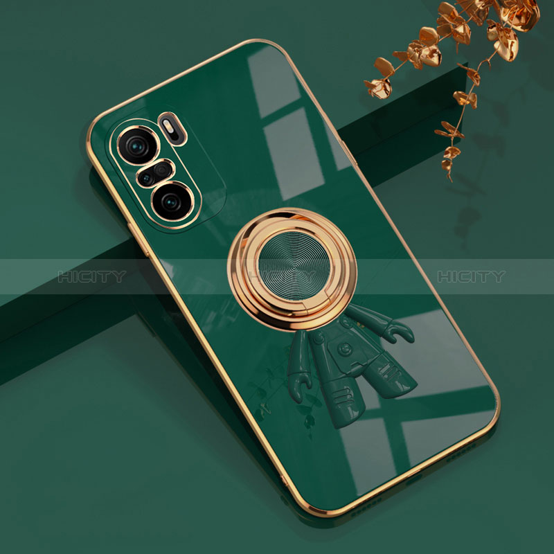 Coque Ultra Fine Silicone Souple Housse Etui avec Support Bague Anneau Aimante Magnetique AN2 pour Xiaomi Mi 11i 5G Vert Plus