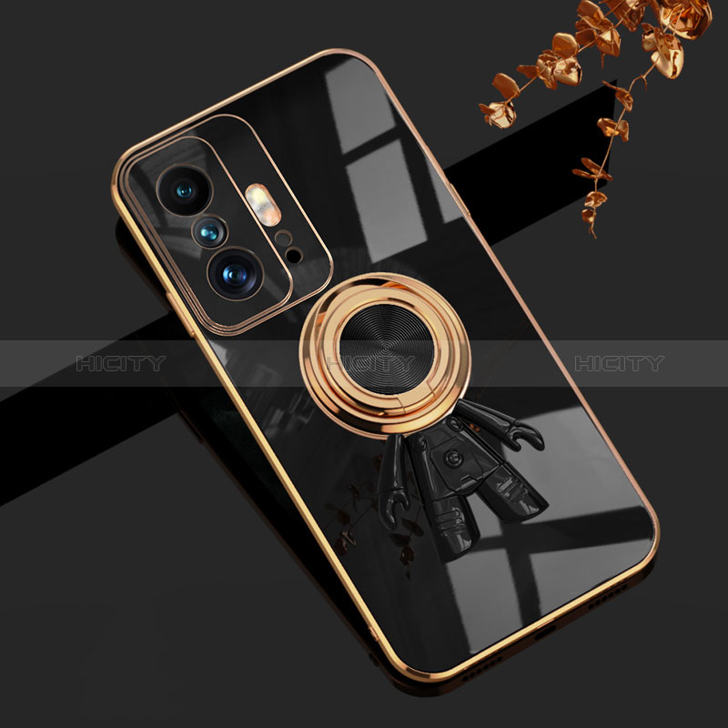 Coque Ultra Fine Silicone Souple Housse Etui avec Support Bague Anneau Aimante Magnetique AN2 pour Xiaomi Mi 11T 5G Noir Plus