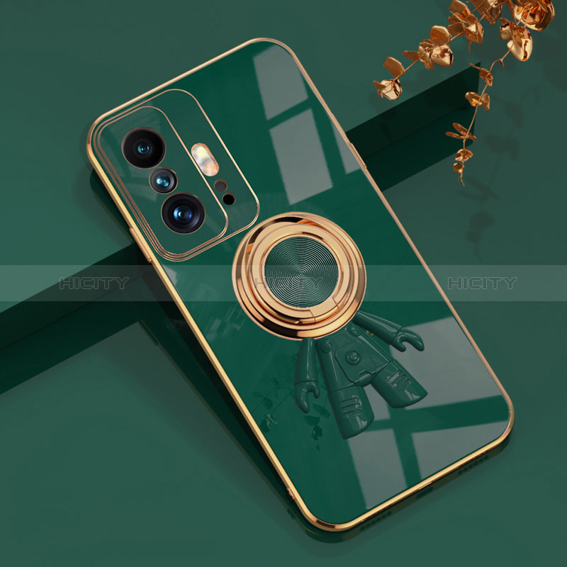 Coque Ultra Fine Silicone Souple Housse Etui avec Support Bague Anneau Aimante Magnetique AN2 pour Xiaomi Mi 11T 5G Vert Plus