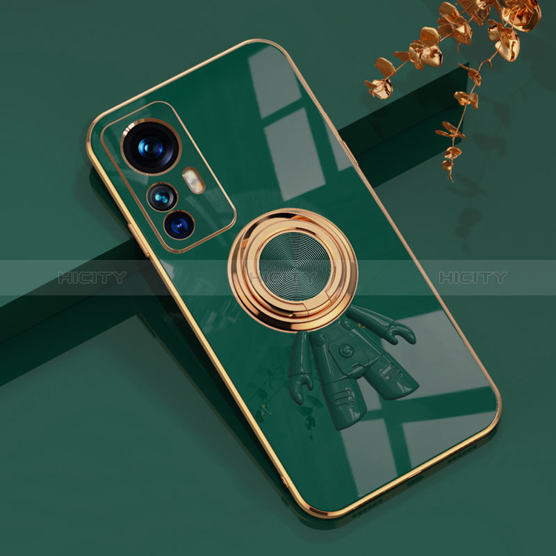 Coque Ultra Fine Silicone Souple Housse Etui avec Support Bague Anneau Aimante Magnetique AN2 pour Xiaomi Mi 12T 5G Vert Plus