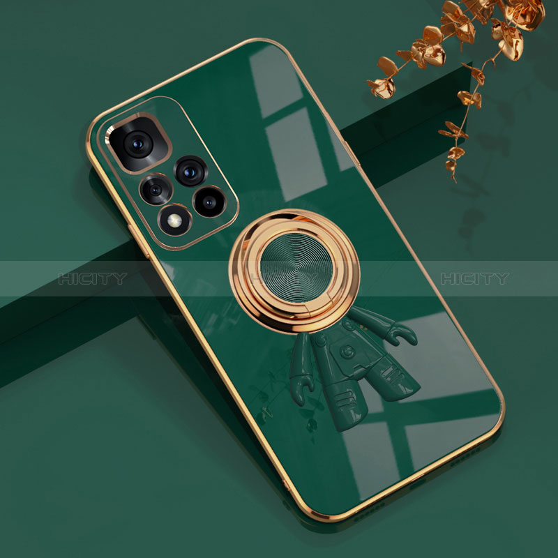 Coque Ultra Fine Silicone Souple Housse Etui avec Support Bague Anneau Aimante Magnetique AN2 pour Xiaomi Poco M4 Pro 5G Vert Plus