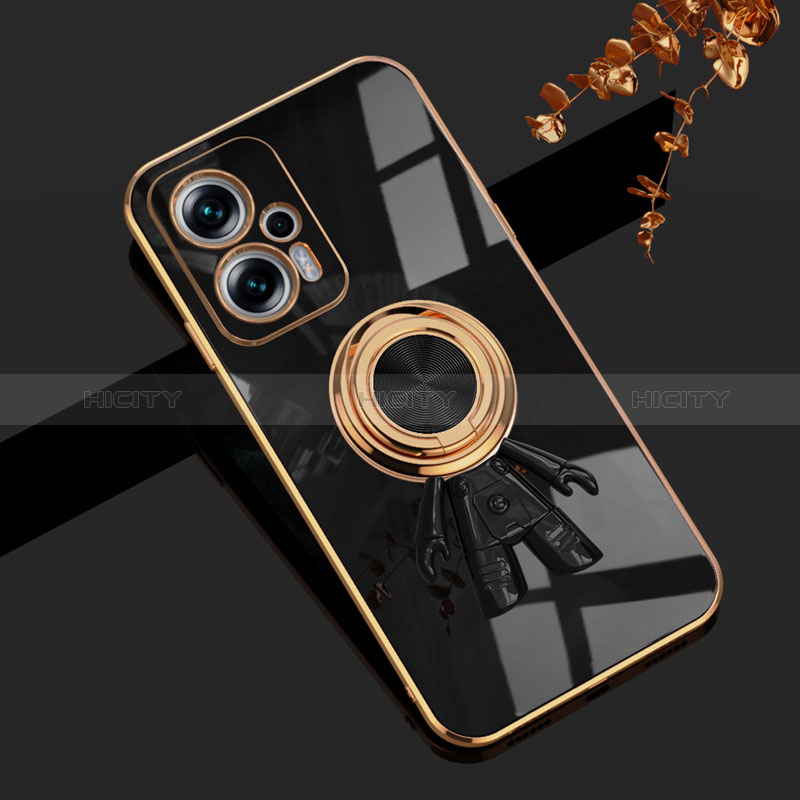 Coque Ultra Fine Silicone Souple Housse Etui avec Support Bague Anneau Aimante Magnetique AN2 pour Xiaomi Poco X4 GT 5G Noir Plus