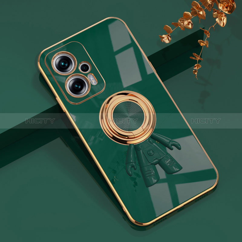 Coque Ultra Fine Silicone Souple Housse Etui avec Support Bague Anneau Aimante Magnetique AN2 pour Xiaomi Poco X4 GT 5G Vert Plus