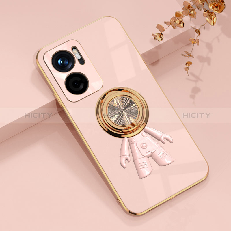 Coque Ultra Fine Silicone Souple Housse Etui avec Support Bague Anneau Aimante Magnetique AN2 pour Xiaomi Redmi 10 5G Rose Plus