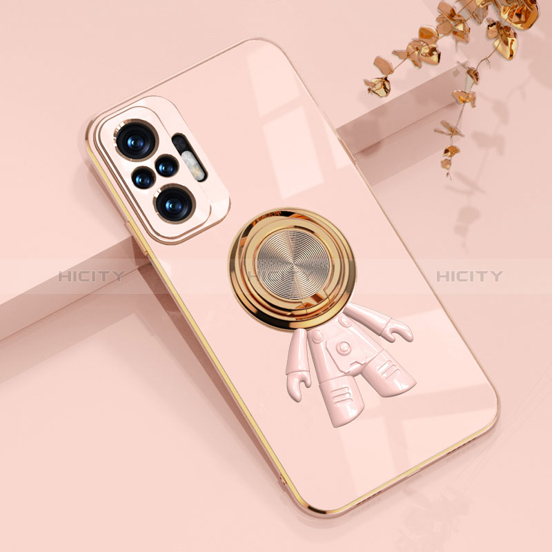 Coque Ultra Fine Silicone Souple Housse Etui avec Support Bague Anneau Aimante Magnetique AN2 pour Xiaomi Redmi Note 10 Pro 4G Rose Plus