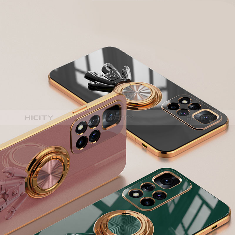 Coque Ultra Fine Silicone Souple Housse Etui avec Support Bague Anneau Aimante Magnetique AN2 pour Xiaomi Redmi Note 11T 5G Plus