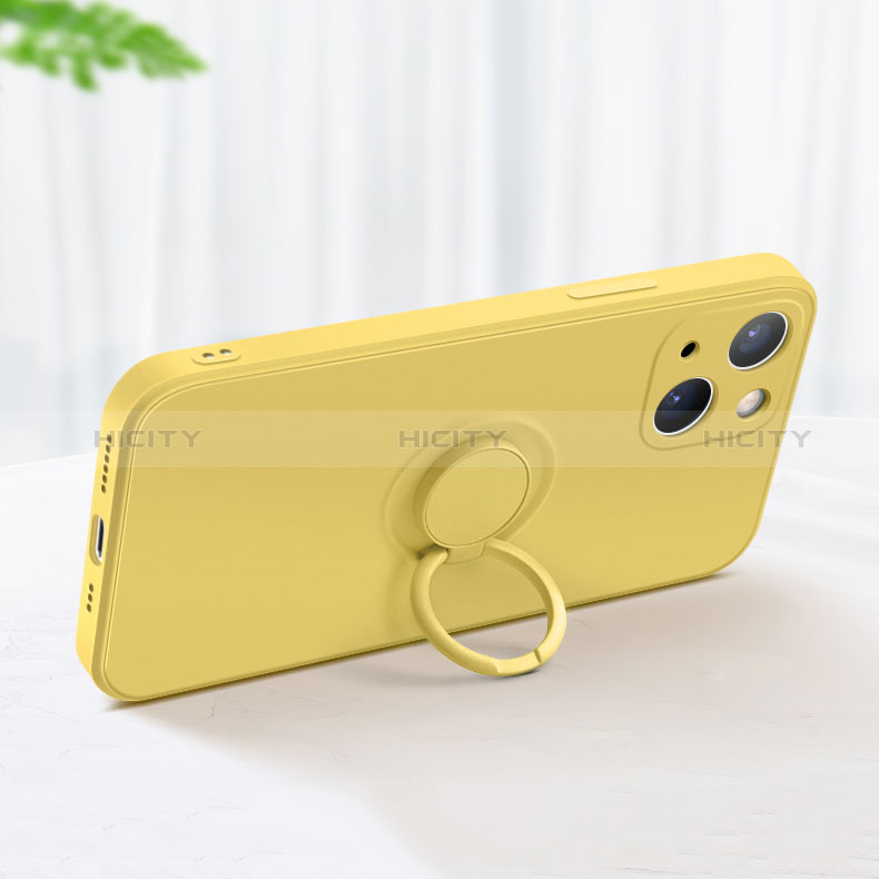 Coque Ultra Fine Silicone Souple Housse Etui avec Support Bague Anneau Aimante Magnetique G02 pour Apple iPhone 15 Plus