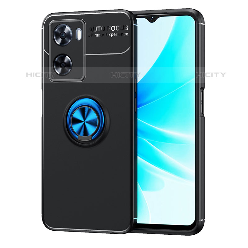 Coque Ultra Fine Silicone Souple Housse Etui avec Support Bague Anneau Aimante Magnetique JM1 pour OnePlus Nord N20 SE Bleu et Noir Plus