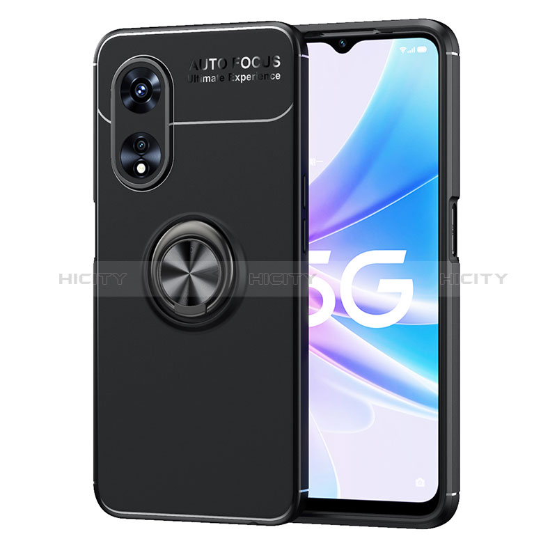 Coque Ultra Fine Silicone Souple Housse Etui avec Support Bague Anneau Aimante Magnetique JM1 pour Oppo A1 5G Noir Plus