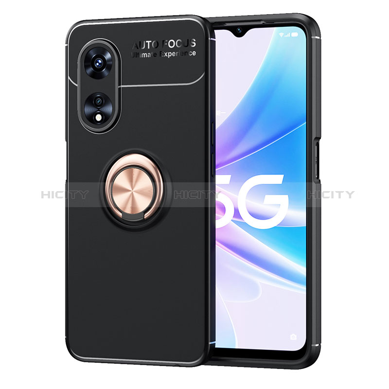 Coque Ultra Fine Silicone Souple Housse Etui avec Support Bague Anneau Aimante Magnetique JM1 pour Oppo A1 Pro 5G Or et Noir Plus