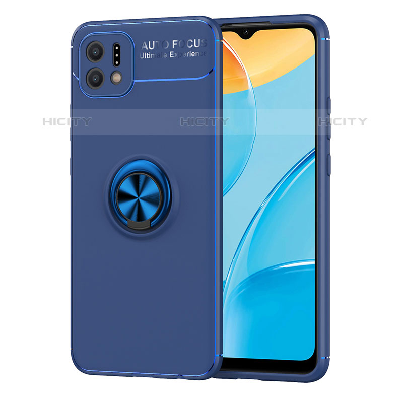 Coque Ultra Fine Silicone Souple Housse Etui avec Support Bague Anneau Aimante Magnetique JM1 pour Oppo A16e Bleu Plus