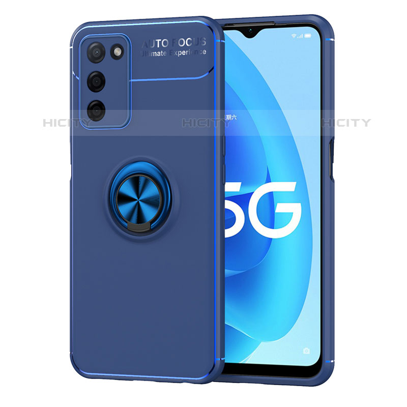 Coque Ultra Fine Silicone Souple Housse Etui avec Support Bague Anneau Aimante Magnetique JM1 pour Oppo A53s 5G Bleu Plus