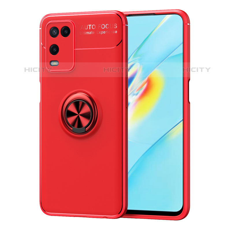 Coque Ultra Fine Silicone Souple Housse Etui avec Support Bague Anneau Aimante Magnetique JM1 pour Oppo A54 4G Rouge Plus