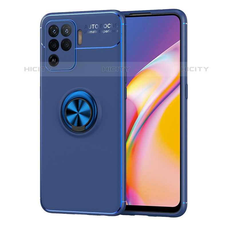 Coque Ultra Fine Silicone Souple Housse Etui avec Support Bague Anneau Aimante Magnetique JM1 pour Oppo A94 4G Bleu Plus