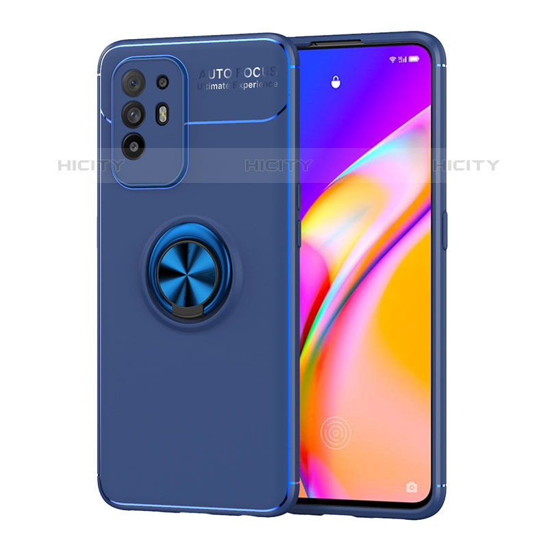 Coque Ultra Fine Silicone Souple Housse Etui avec Support Bague Anneau Aimante Magnetique JM1 pour Oppo A94 5G Bleu Plus