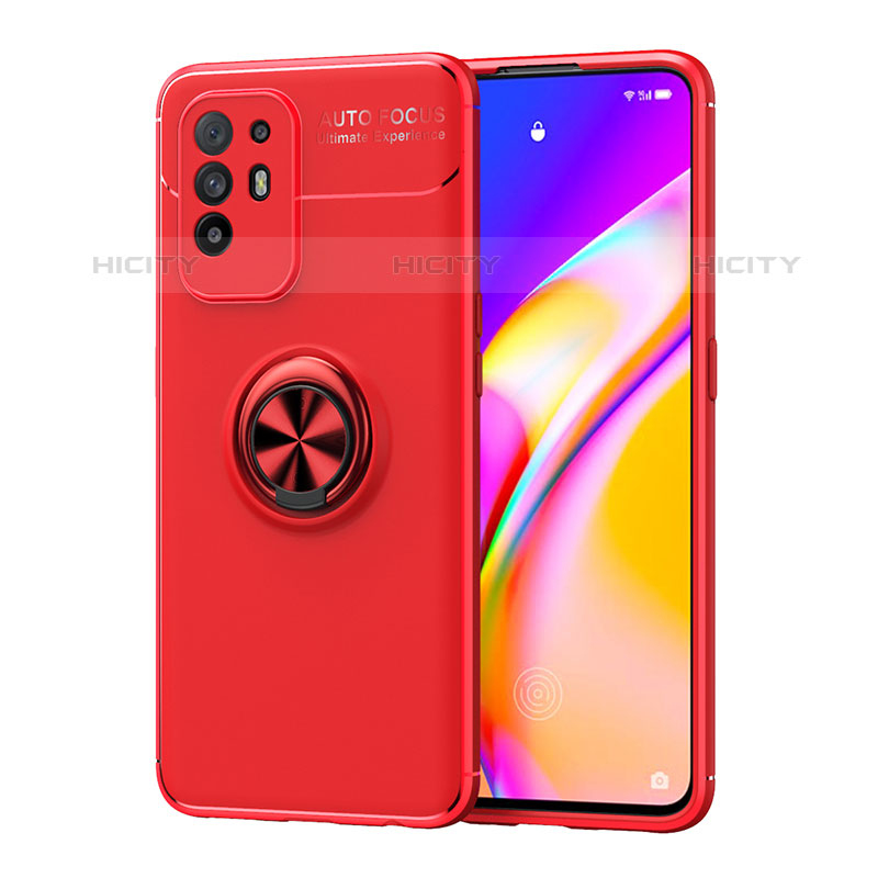 Coque Ultra Fine Silicone Souple Housse Etui avec Support Bague Anneau Aimante Magnetique JM1 pour Oppo A94 5G Rouge Plus