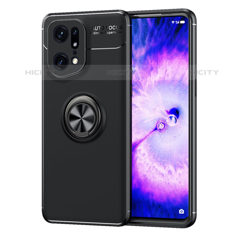 Coque Ultra Fine Silicone Souple Housse Etui avec Support Bague Anneau Aimante Magnetique JM1 pour Oppo Find X5 Pro 5G Plus