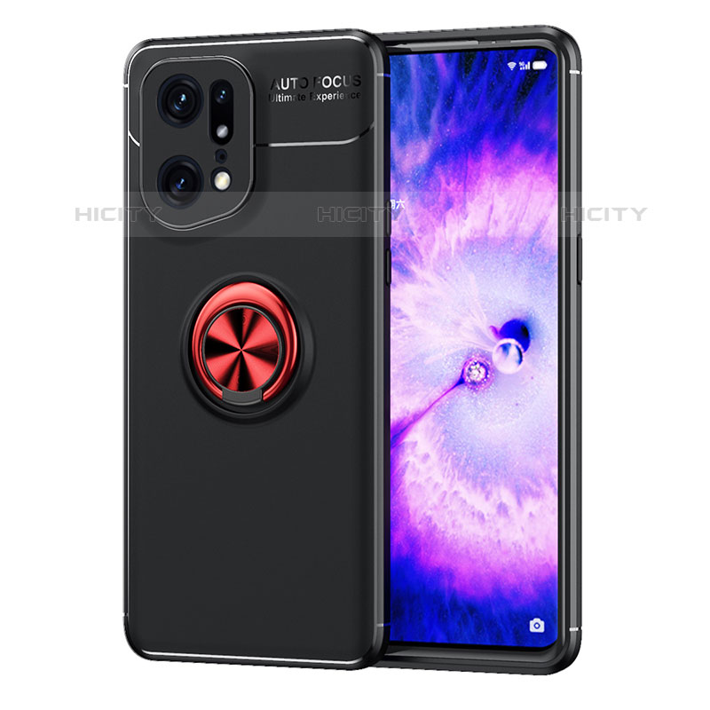 Coque Ultra Fine Silicone Souple Housse Etui avec Support Bague Anneau Aimante Magnetique JM1 pour Oppo Find X5 Pro 5G Plus