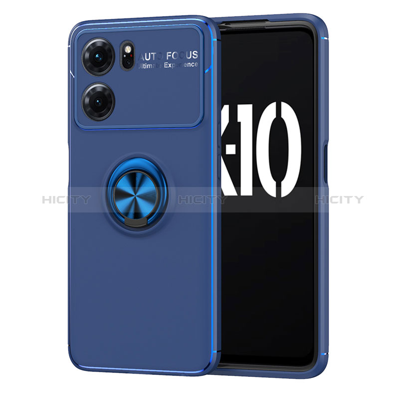 Coque Ultra Fine Silicone Souple Housse Etui avec Support Bague Anneau Aimante Magnetique JM1 pour Oppo K10 5G Bleu Plus