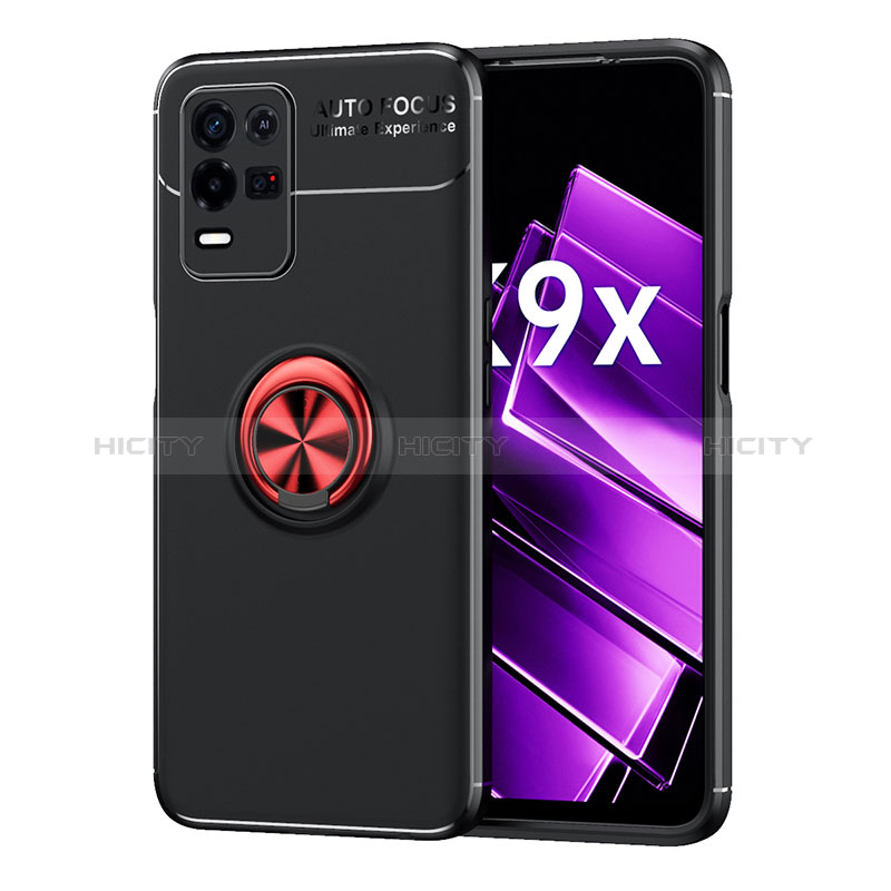 Coque Ultra Fine Silicone Souple Housse Etui avec Support Bague Anneau Aimante Magnetique JM1 pour Oppo K9X 5G Rouge et Noir Plus