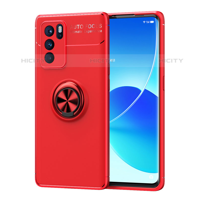 Coque Ultra Fine Silicone Souple Housse Etui avec Support Bague Anneau Aimante Magnetique JM1 pour Oppo Reno6 Pro 5G India Plus