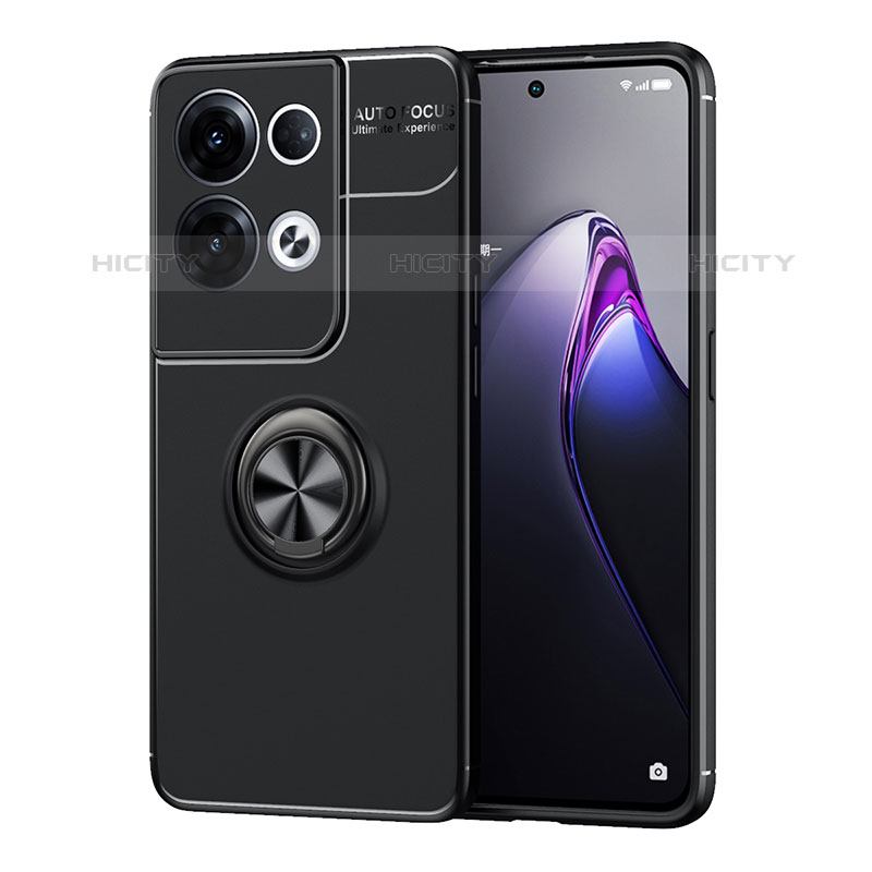 Coque Ultra Fine Silicone Souple Housse Etui avec Support Bague Anneau Aimante Magnetique JM1 pour Oppo Reno9 Pro 5G Noir Plus