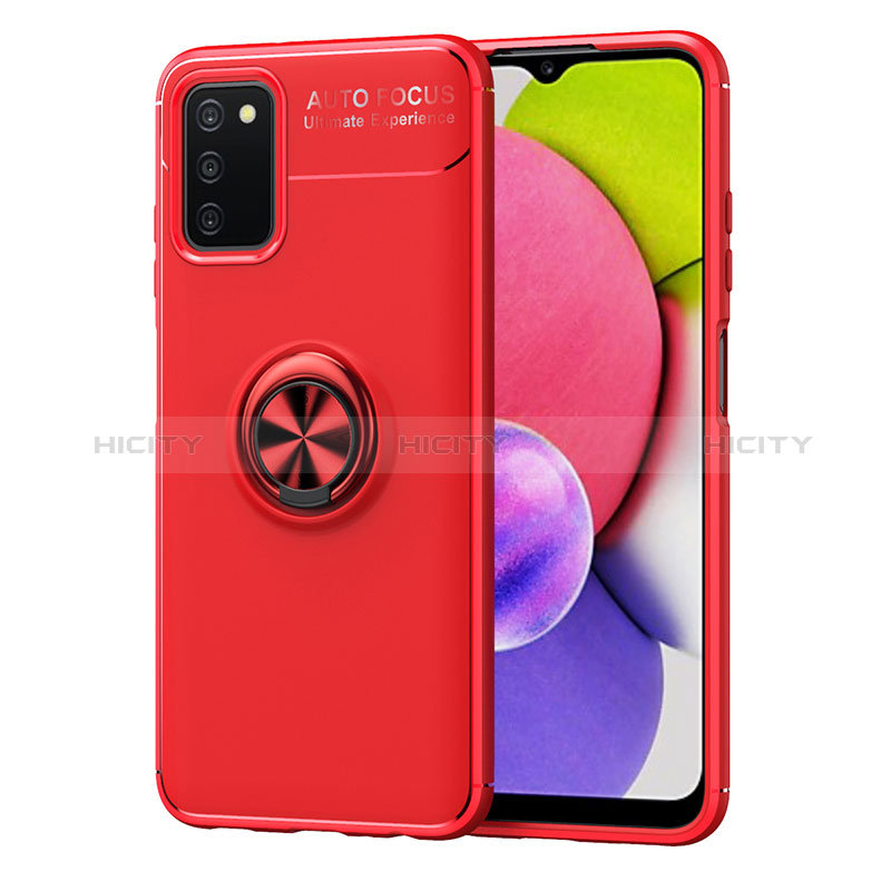 Coque Ultra Fine Silicone Souple Housse Etui avec Support Bague Anneau Aimante Magnetique JM1 pour Samsung Galaxy A02s Rouge Plus