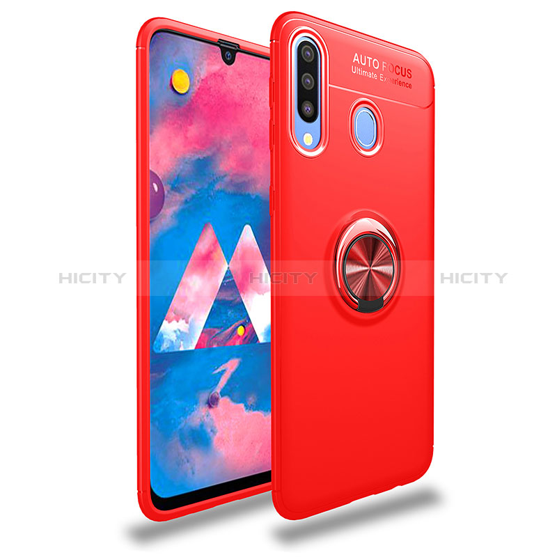 Coque Ultra Fine Silicone Souple Housse Etui avec Support Bague Anneau Aimante Magnetique JM1 pour Samsung Galaxy A20 Rouge Plus