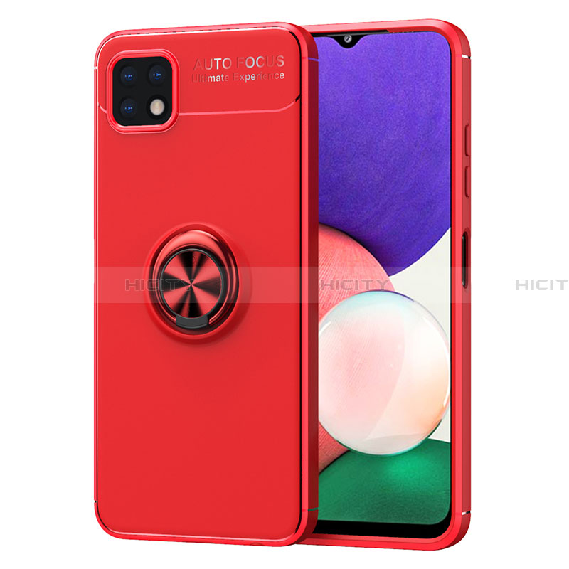 Coque Ultra Fine Silicone Souple Housse Etui avec Support Bague Anneau Aimante Magnetique JM1 pour Samsung Galaxy A22 5G Rouge Plus