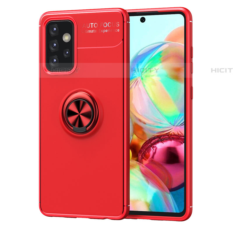 Coque Ultra Fine Silicone Souple Housse Etui avec Support Bague Anneau Aimante Magnetique JM1 pour Samsung Galaxy A52 4G Rouge Plus