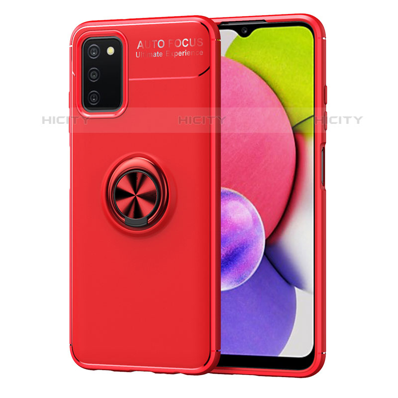 Coque Ultra Fine Silicone Souple Housse Etui avec Support Bague Anneau Aimante Magnetique JM1 pour Samsung Galaxy M02s Rouge Plus