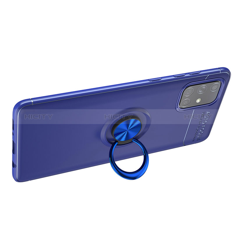 Coque Ultra Fine Silicone Souple Housse Etui avec Support Bague Anneau Aimante Magnetique JM1 pour Samsung Galaxy M40S Bleu Plus