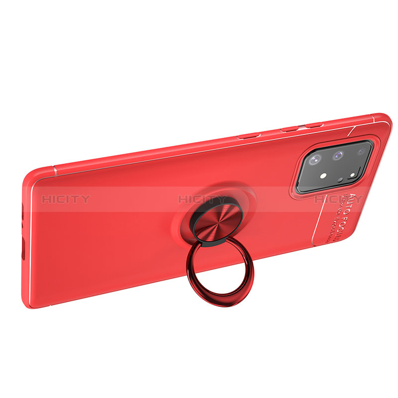 Coque Ultra Fine Silicone Souple Housse Etui avec Support Bague Anneau Aimante Magnetique JM1 pour Samsung Galaxy M80S Rouge Plus