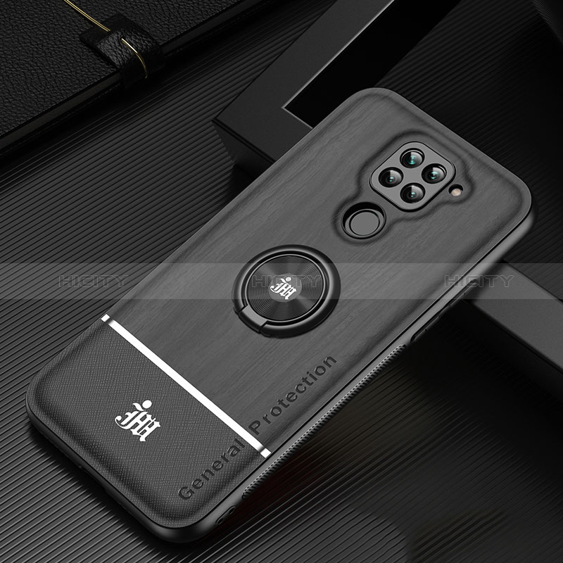 Coque Ultra Fine Silicone Souple Housse Etui avec Support Bague Anneau Aimante Magnetique JM1 pour Xiaomi Redmi 10X 4G Noir Plus