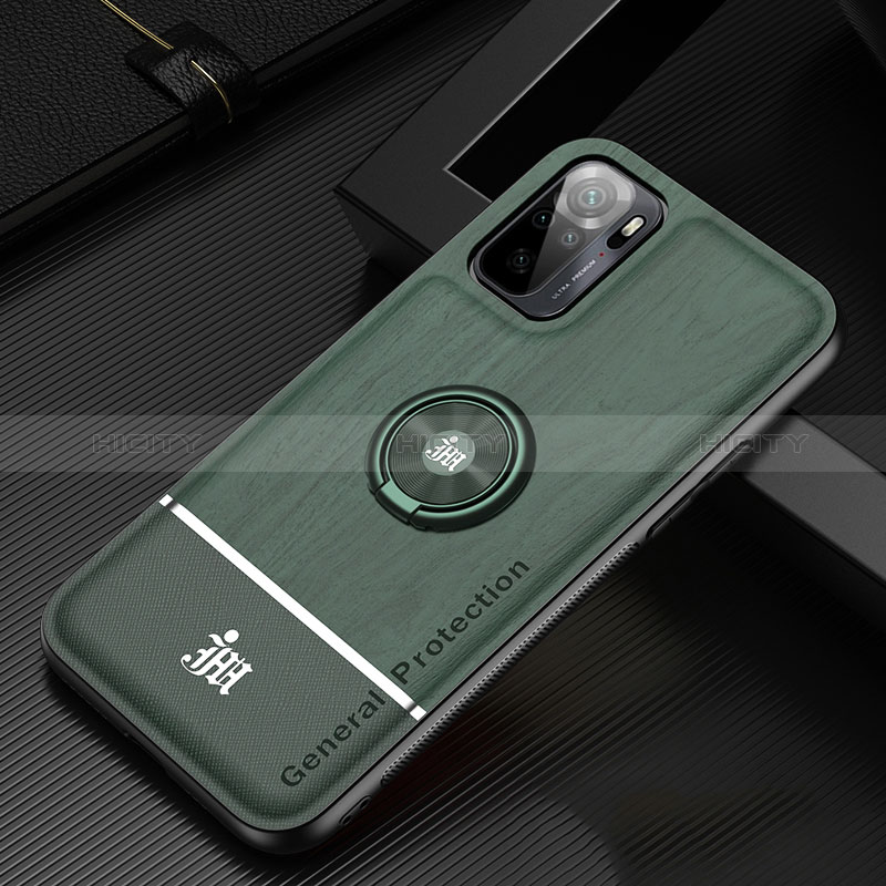 Coque Ultra Fine Silicone Souple Housse Etui avec Support Bague Anneau Aimante Magnetique JM1 pour Xiaomi Redmi Note 10S 4G Vert Plus