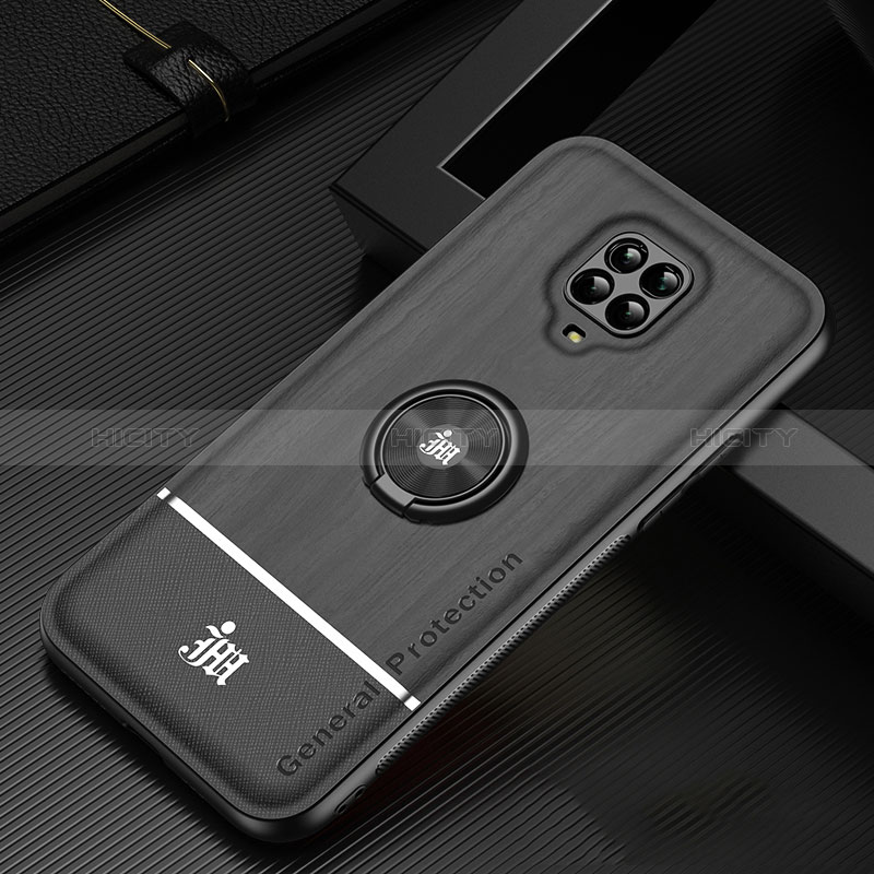 Coque Ultra Fine Silicone Souple Housse Etui avec Support Bague Anneau Aimante Magnetique JM1 pour Xiaomi Redmi Note 9 Pro Max Noir Plus