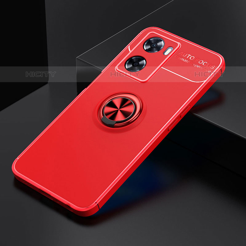 Coque Ultra Fine Silicone Souple Housse Etui avec Support Bague Anneau Aimante Magnetique JM2 pour OnePlus Nord N20 SE Rouge Plus