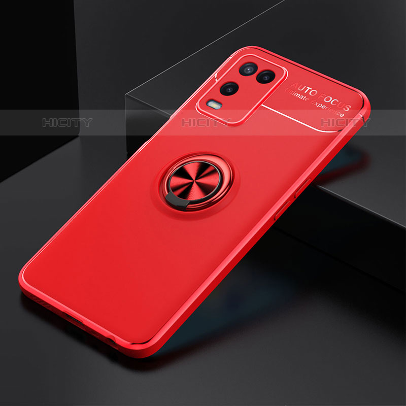 Coque Ultra Fine Silicone Souple Housse Etui avec Support Bague Anneau Aimante Magnetique JM2 pour Oppo A54 4G Rouge Plus