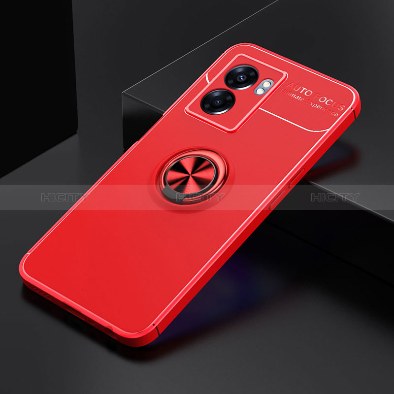 Coque Ultra Fine Silicone Souple Housse Etui avec Support Bague Anneau Aimante Magnetique JM2 pour Oppo A56S 5G Rouge Plus