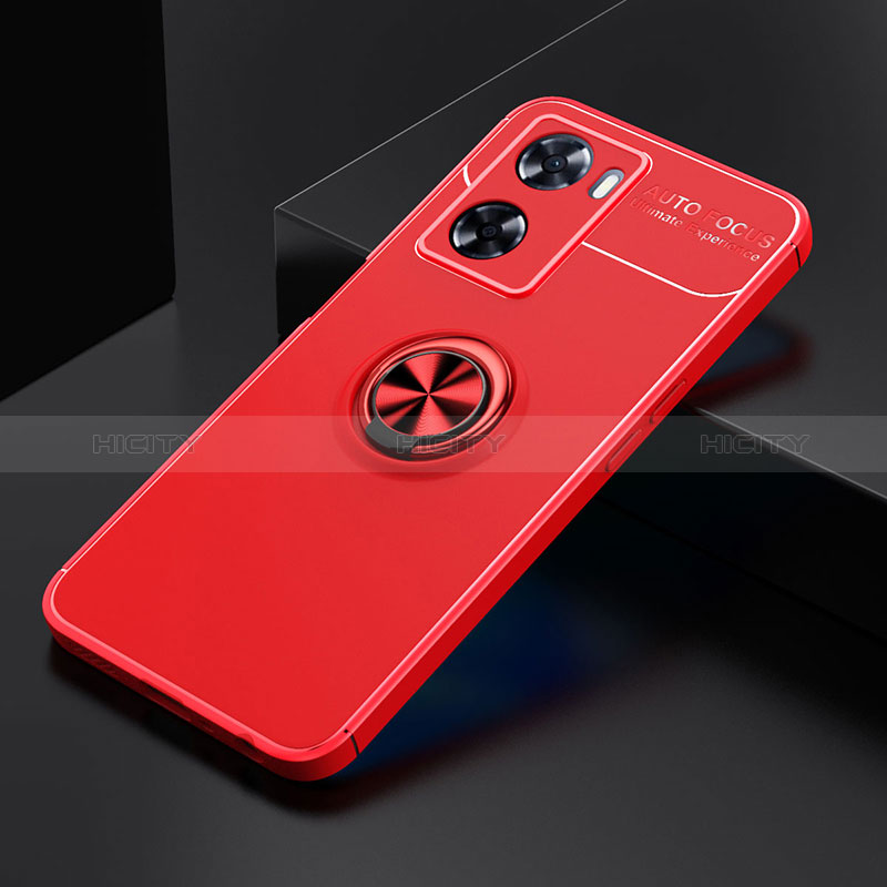 Coque Ultra Fine Silicone Souple Housse Etui avec Support Bague Anneau Aimante Magnetique JM2 pour Oppo A57e Rouge Plus