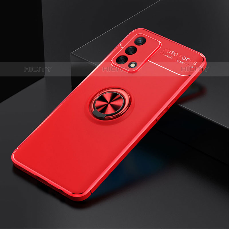 Coque Ultra Fine Silicone Souple Housse Etui avec Support Bague Anneau Aimante Magnetique JM2 pour Oppo A74 4G Rouge Plus