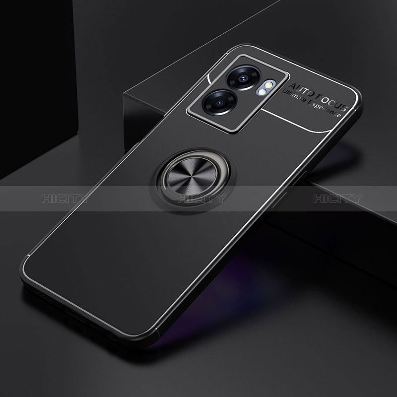 Coque Ultra Fine Silicone Souple Housse Etui avec Support Bague Anneau Aimante Magnetique JM2 pour Oppo A77 5G Noir Plus