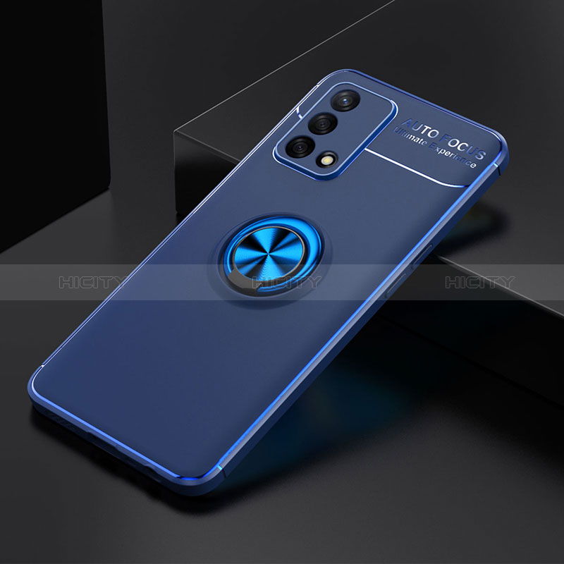 Coque Ultra Fine Silicone Souple Housse Etui avec Support Bague Anneau Aimante Magnetique JM2 pour Oppo A95 4G Bleu Plus