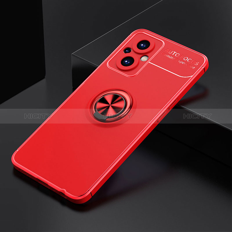 Coque Ultra Fine Silicone Souple Housse Etui avec Support Bague Anneau Aimante Magnetique JM2 pour Oppo A96 5G Rouge Plus