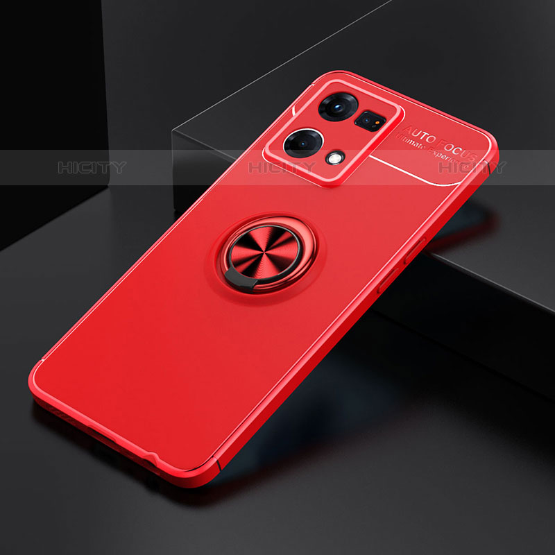 Coque Ultra Fine Silicone Souple Housse Etui avec Support Bague Anneau Aimante Magnetique JM2 pour Oppo F21s Pro 4G Rouge Plus