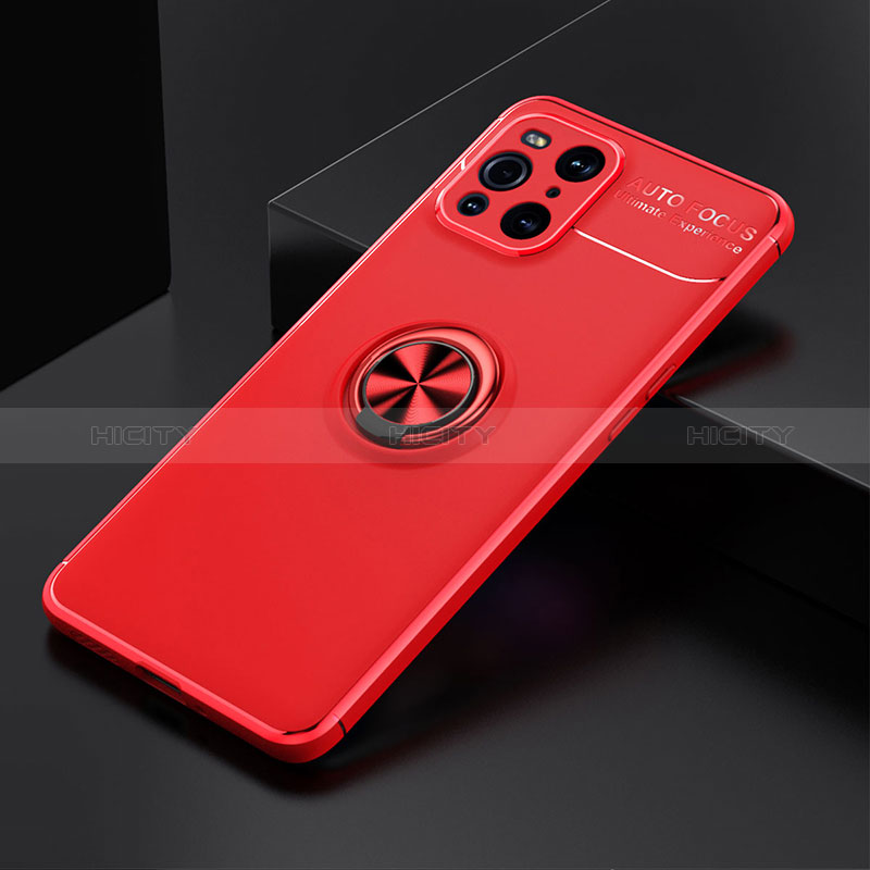 Coque Ultra Fine Silicone Souple Housse Etui avec Support Bague Anneau Aimante Magnetique JM2 pour Oppo Find X3 5G Plus