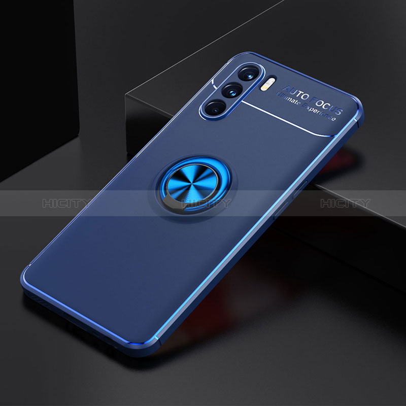 Coque Ultra Fine Silicone Souple Housse Etui avec Support Bague Anneau Aimante Magnetique JM2 pour Oppo K9 Pro 5G Bleu Plus