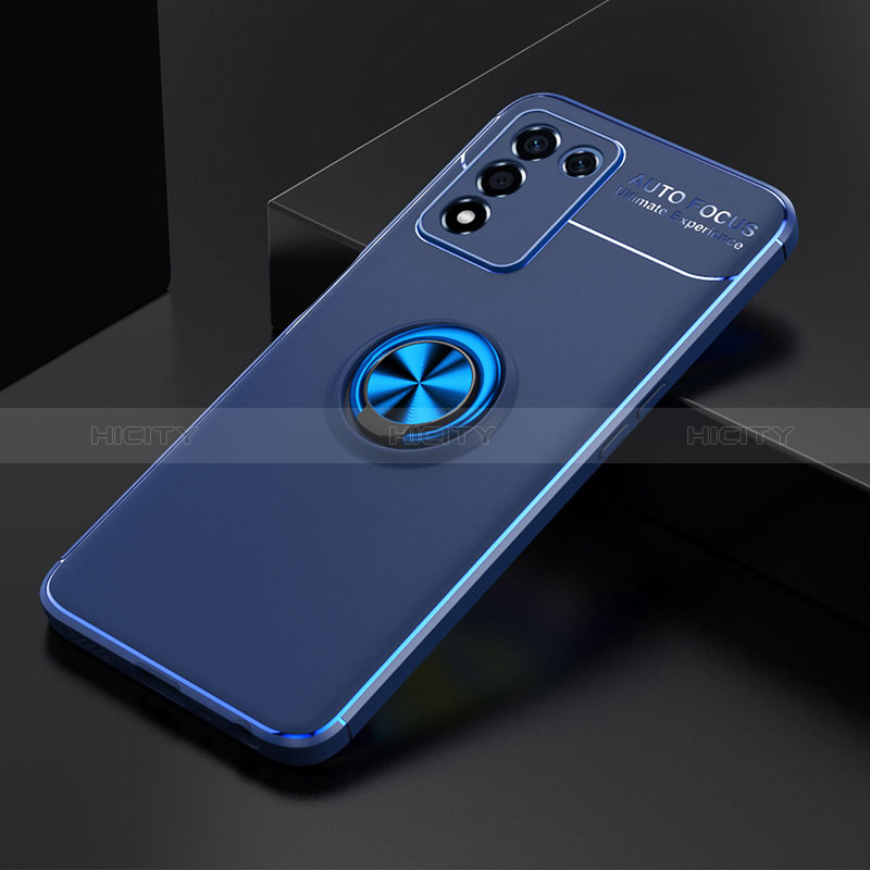 Coque Ultra Fine Silicone Souple Housse Etui avec Support Bague Anneau Aimante Magnetique JM2 pour Oppo K9S 5G Bleu Plus