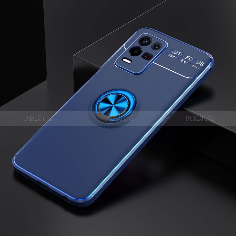 Coque Ultra Fine Silicone Souple Housse Etui avec Support Bague Anneau Aimante Magnetique JM2 pour Oppo K9X 5G Bleu Plus